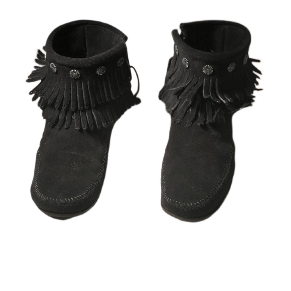 Black Minnetonka Fringe Bootie size 9